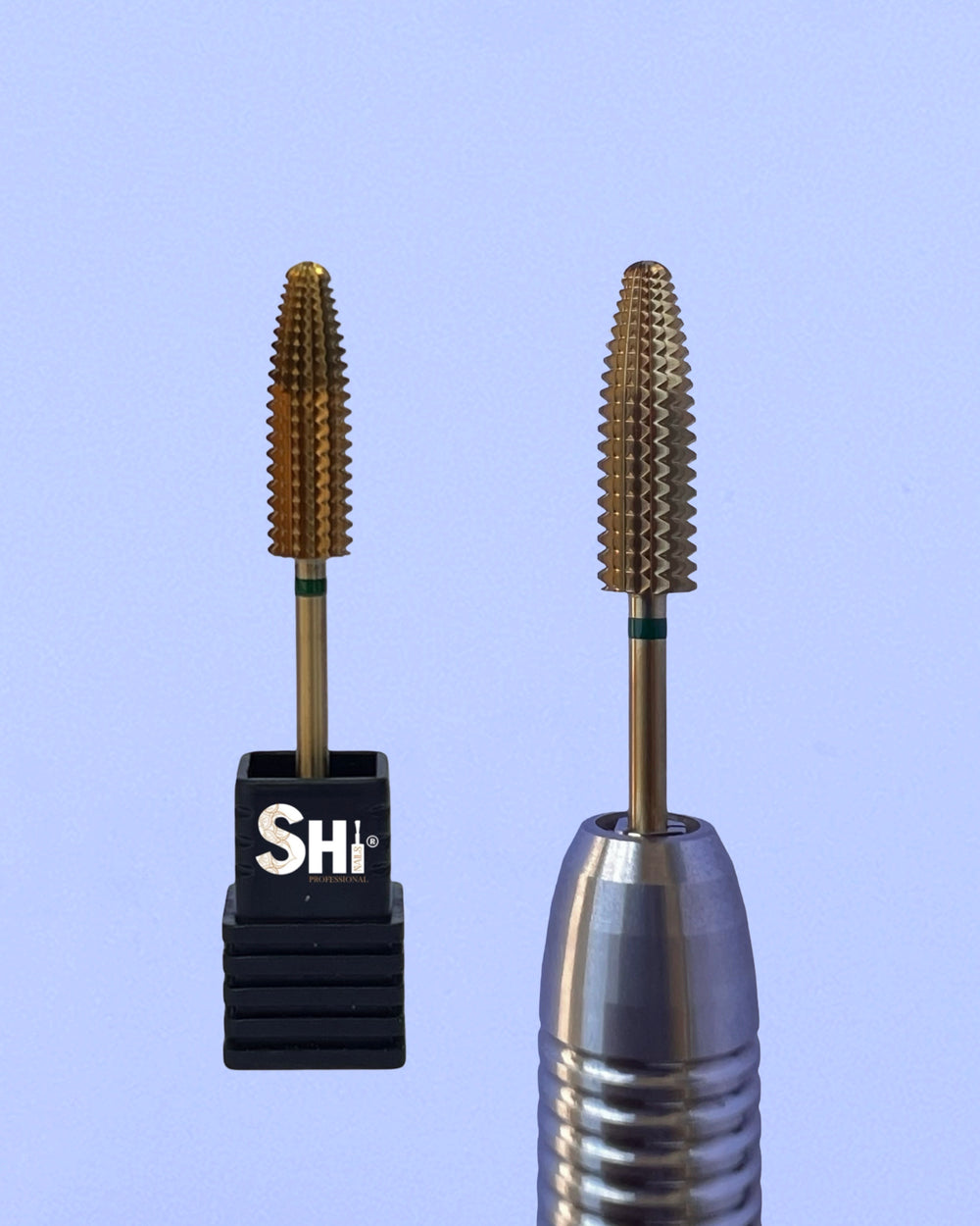 SHi® Hurricane Precision EF5 Carbide E-bits - Coarse grit nail drill bit designed for rapid removal of acrylic, dip powder, and gel with a rounded top for precise cuticle work. Features thermal stability, friction resistance, and long-lasting performance. Ideal for both right and left-handed use.