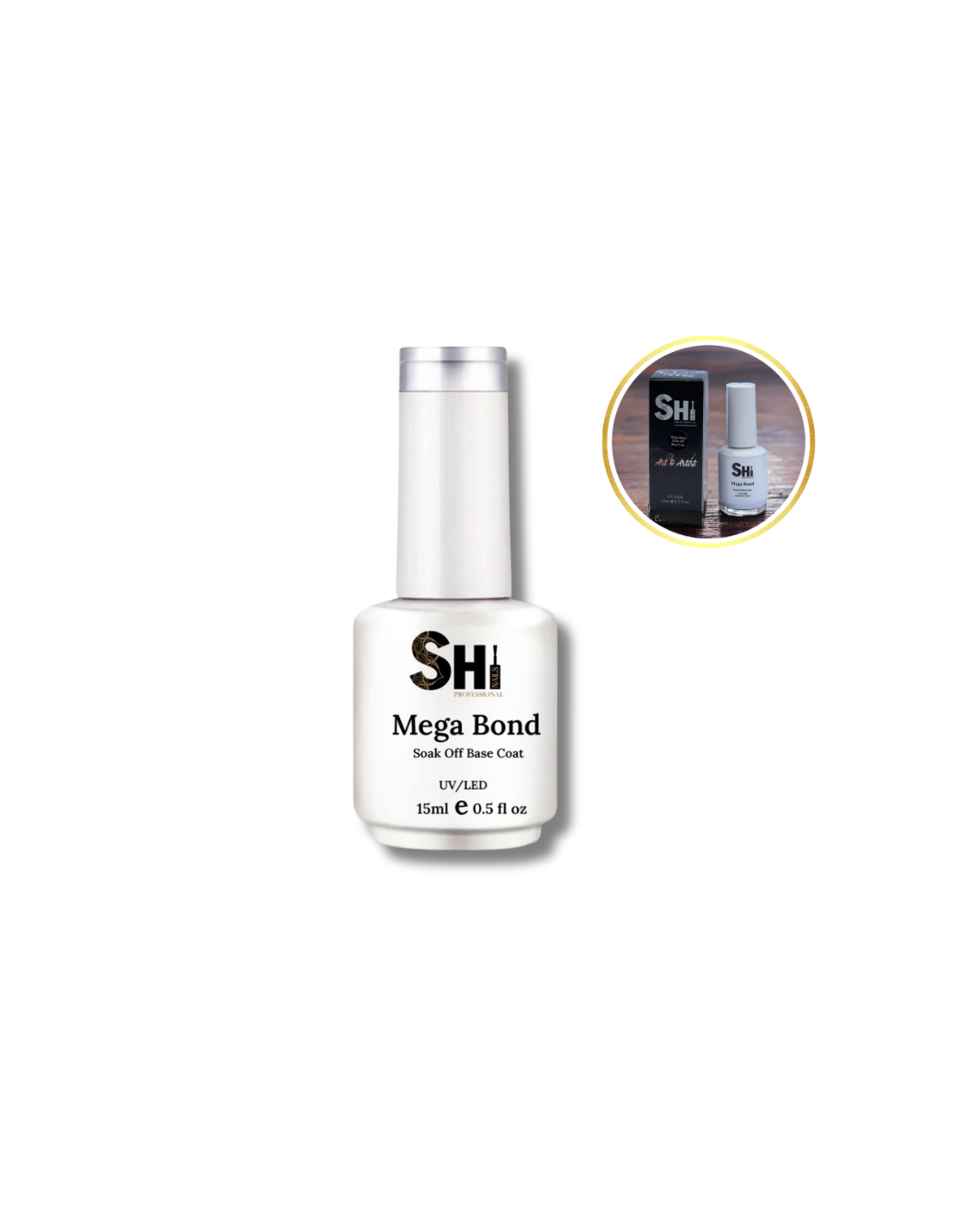 SHi® MegaBond Soak Off Rubber Base Coat - Strong, Lasting Bond for Natural Nails