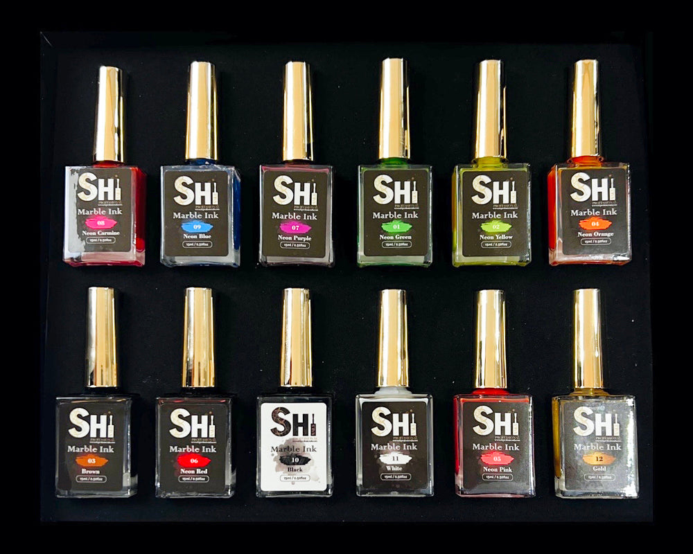 Transform your nail art with the SHi® Marble Ink Art Kit and make your designs truly stand out _Shi Professionals